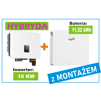 Inwerter hybrydowy 10KW + Magazyn energii  11.52KWh z Montażem